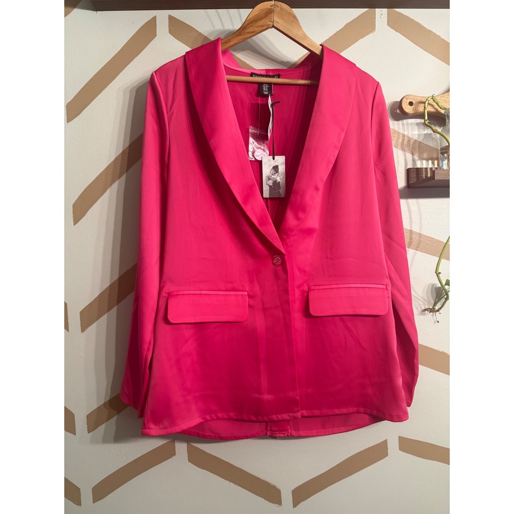 Sincerely Jules‎ Blazer Womens Medium Pink Silky Satin Shawl Lapel NWT